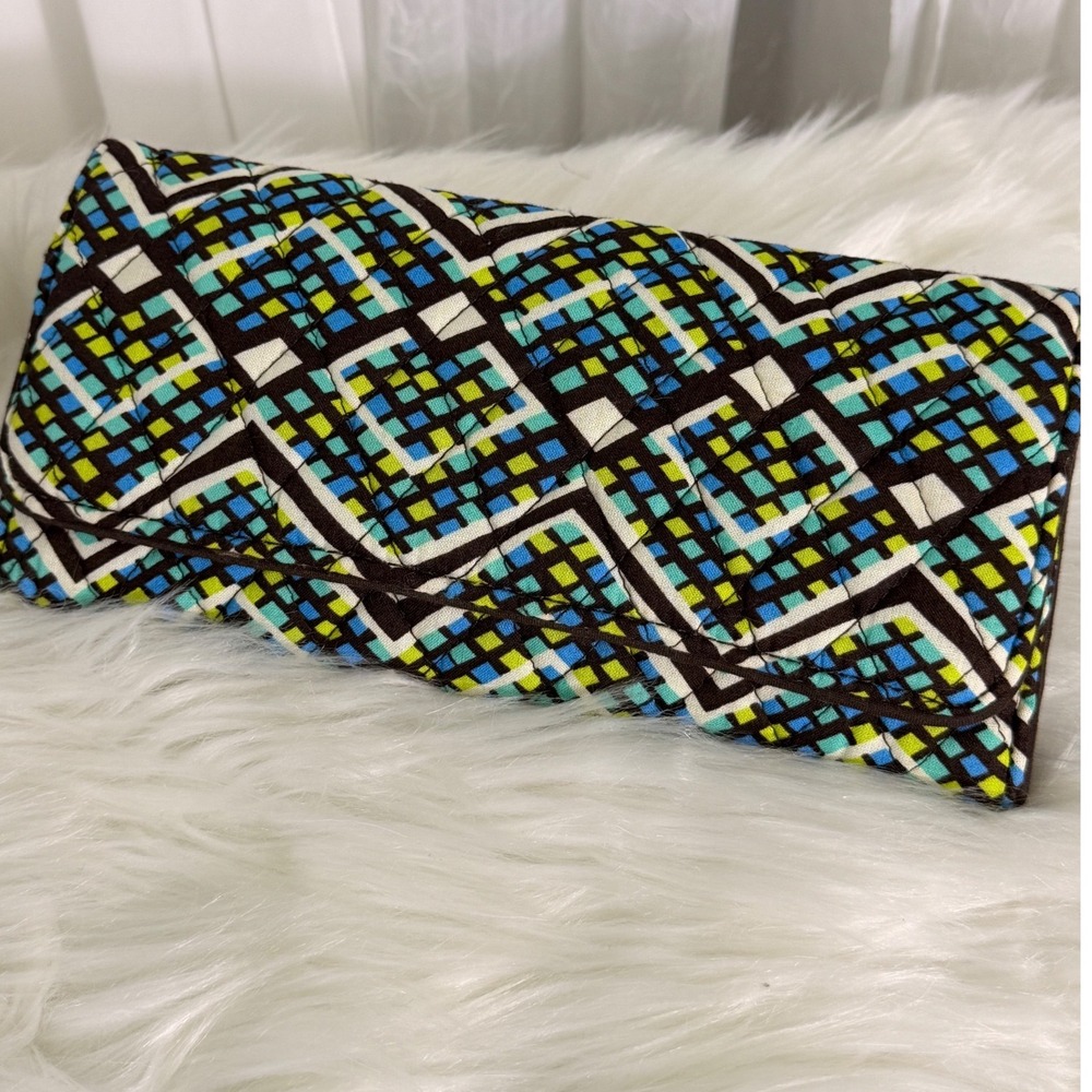 Vera Bradley Georgia Wallet Pixie Confetti Quilted Cotton RFID Clutch Blue Green